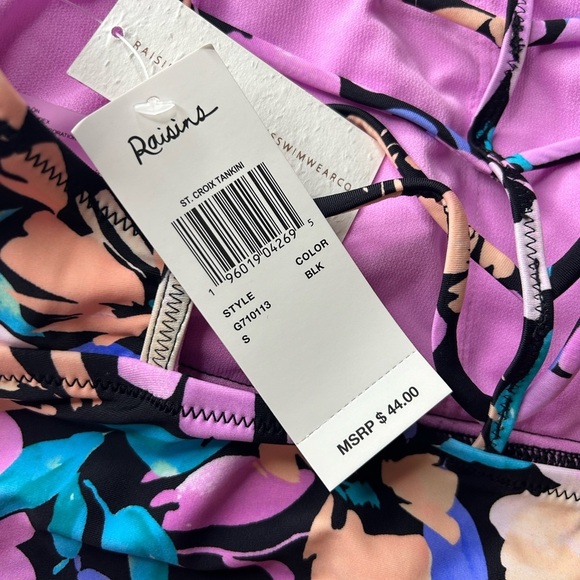 Raisins Salt + Soul Noumea Cami Tankini Swim Top Blue & Purple Floral Small NWT - Picture 6 of 6